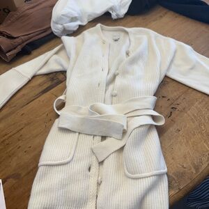 Maeve Cream Knit Robe with Belt